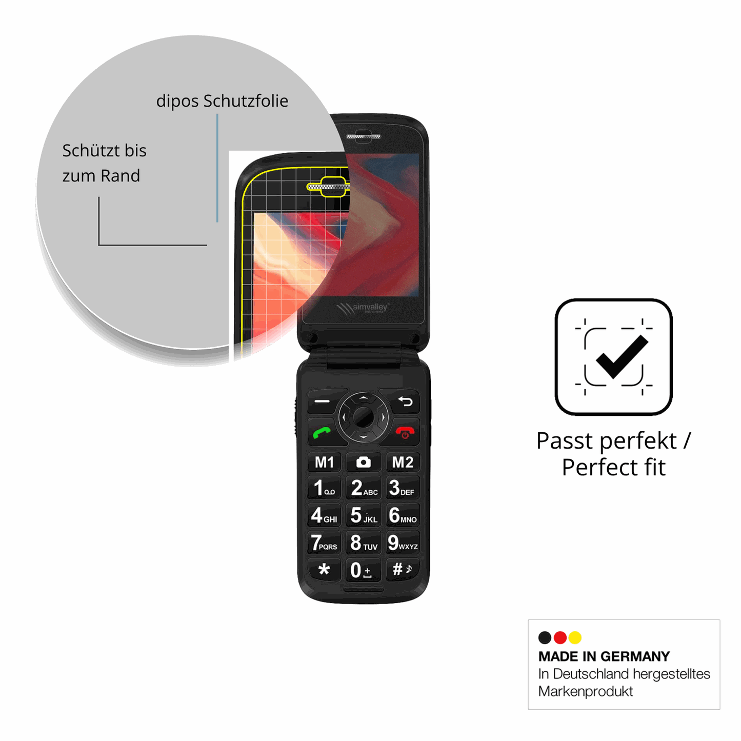 Blickschutzfolie für Simvalley Mobile XL-970 matt Schutzfolie Privacy