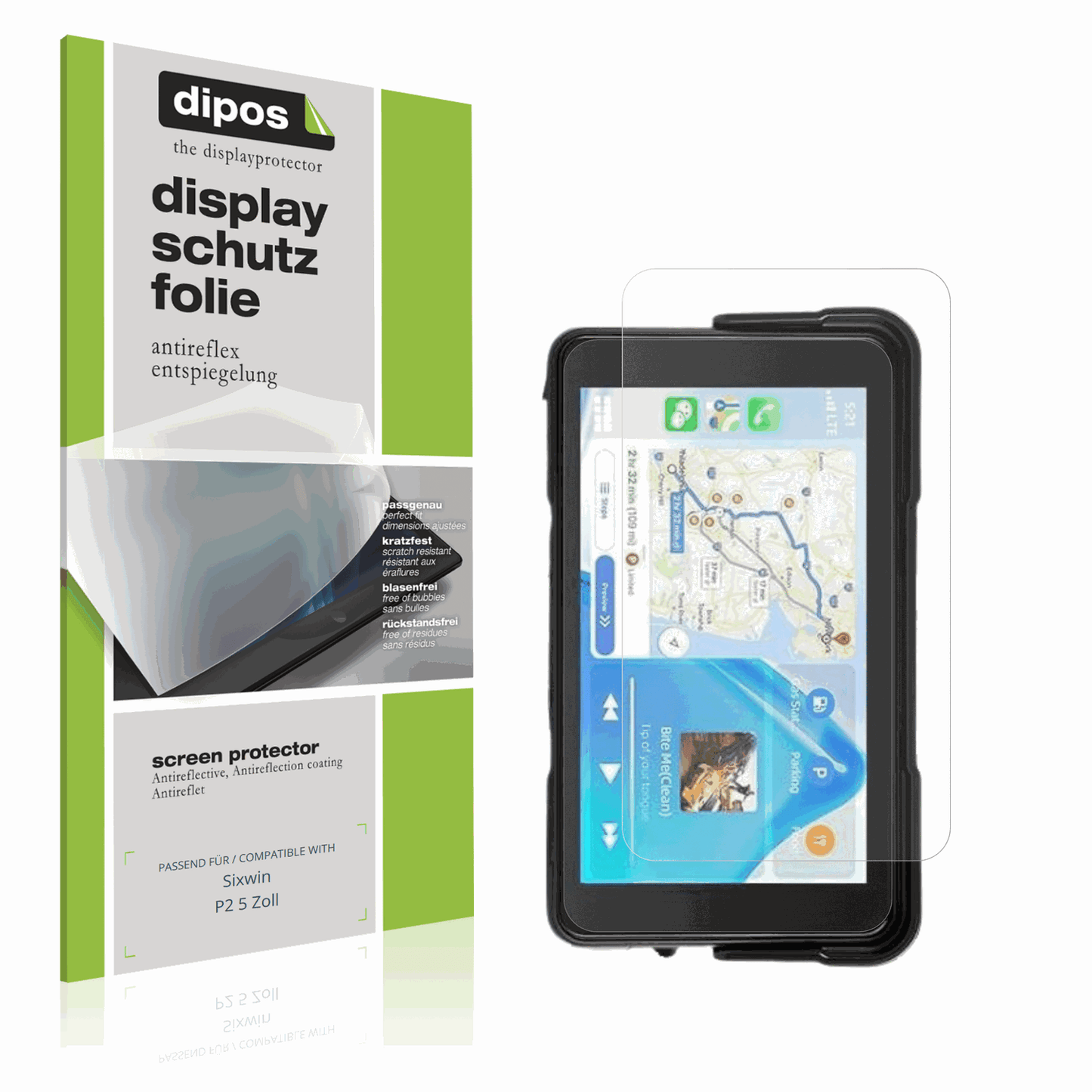 Matte Displayschutzfolie von dipos passend für sixwinp2 5 zoll, präziser Zuschnitt und blasenfrei montiert