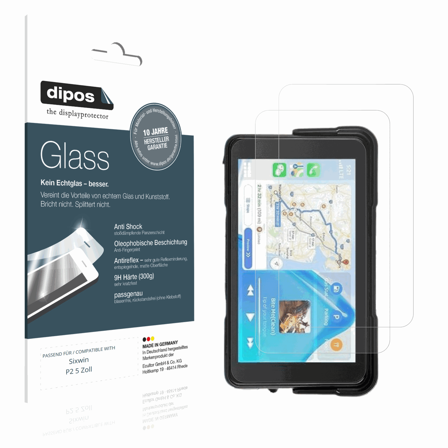 Matte Displayschutzfolie von dipos passend für sixwinp2 5 zoll, 9H kratzfest und blasenfrei montiert
