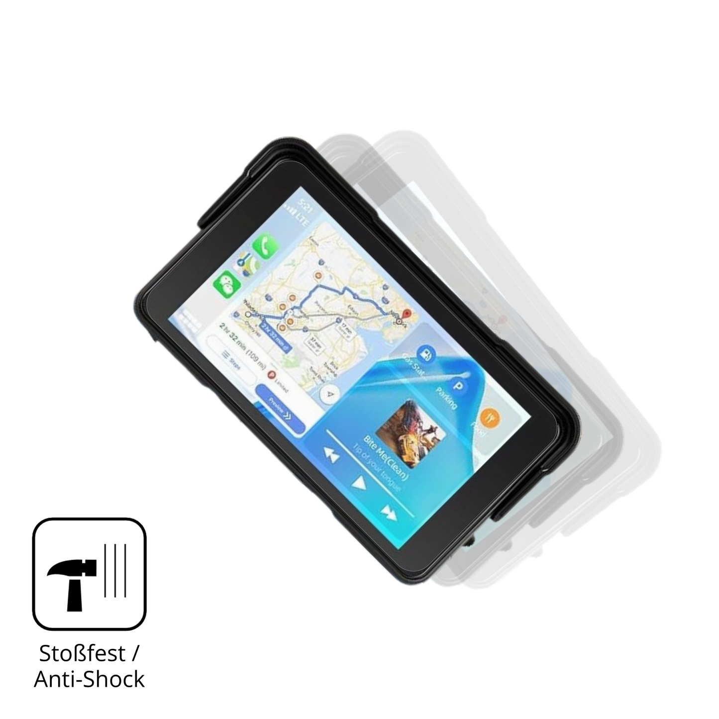 Schutz gegen Kratzer auf dem camechomotorrad carplay 5 zoll Glas durch Schlüssel, Stöße gegen die Tischkante oder Stürze