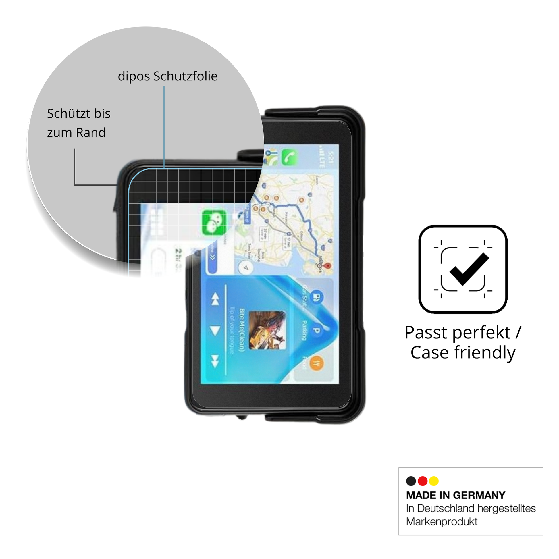 Schutzglasfolie mit optimaler Passform, zur Verwendung mit Hüllen geeignet