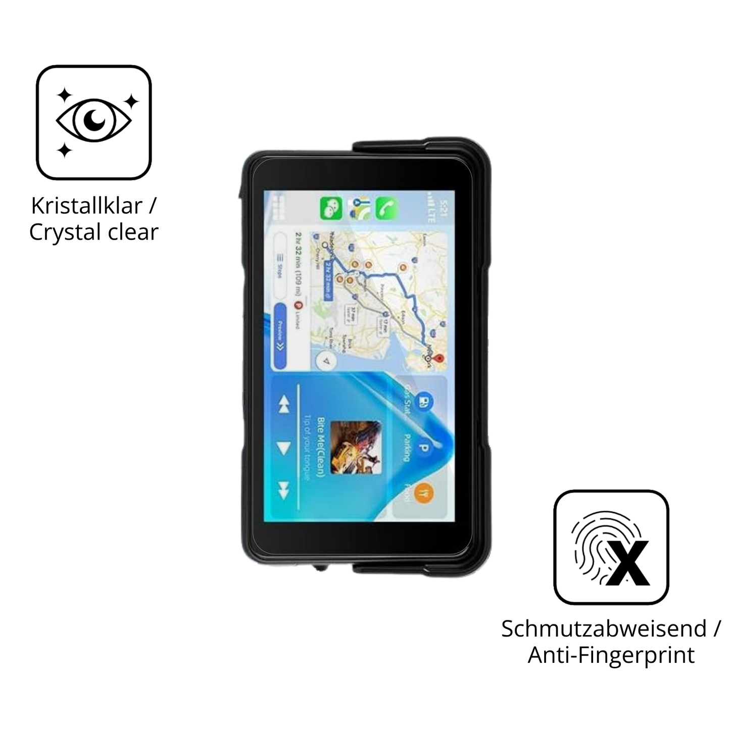 Flexible TPU-Folie passend zugeschnitten für camechomotorrad carplay 5 zoll, vollständige Abdeckung