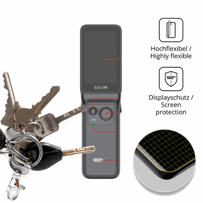 dipos Displayschutz für SJCAM C400, transparente Oberfläche, perfekte Passform auch für die Rundungen