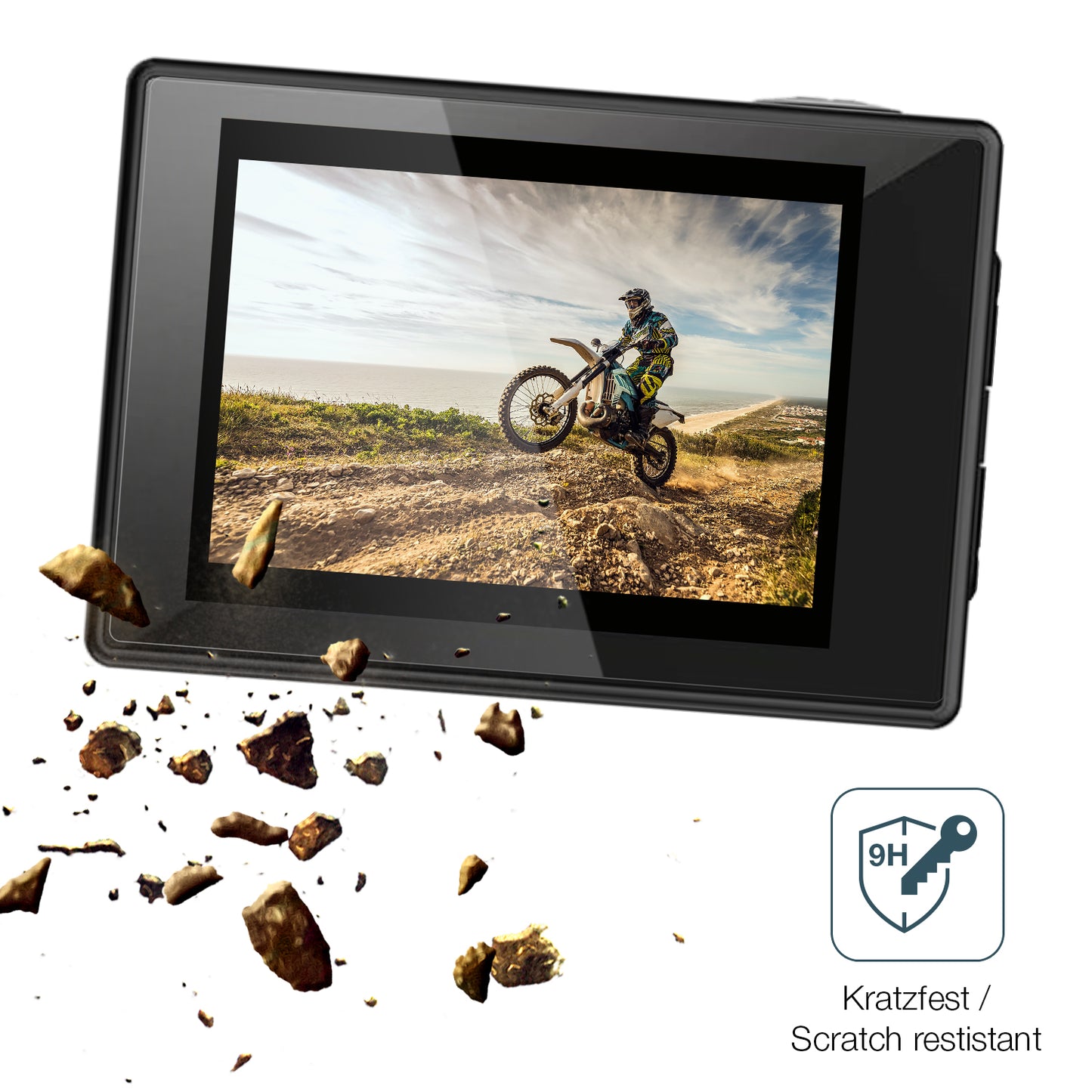 dipos Displayschutz für SJCAM SJ4000 Action Cam, transparente Oberfläche, perfekte Passform auch für die Rundungen