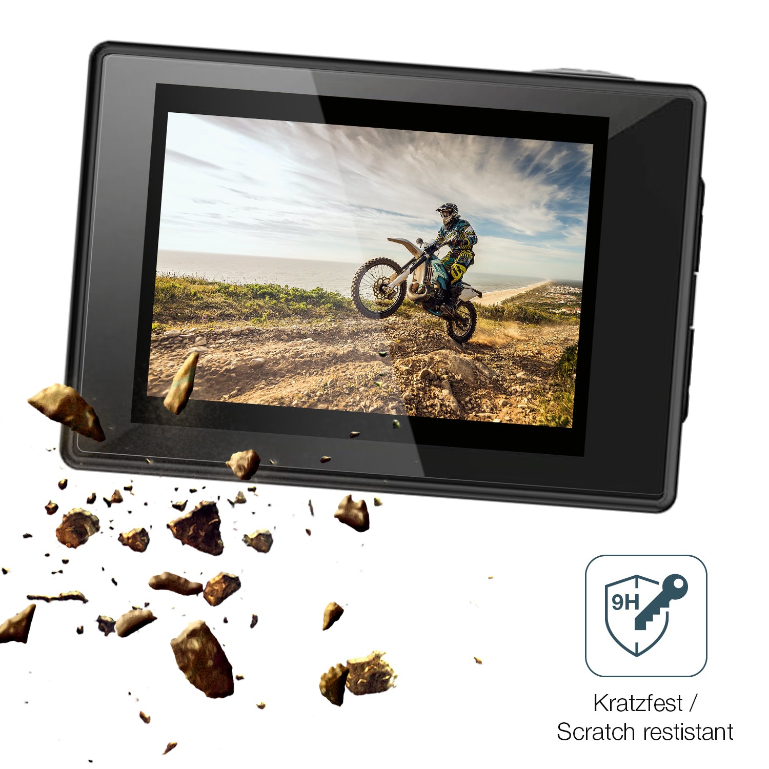 dipos Displayschutz für SJCAM SJ4000 Action Cam, transparente Oberfläche, perfekte Passform auch für die Rundungen