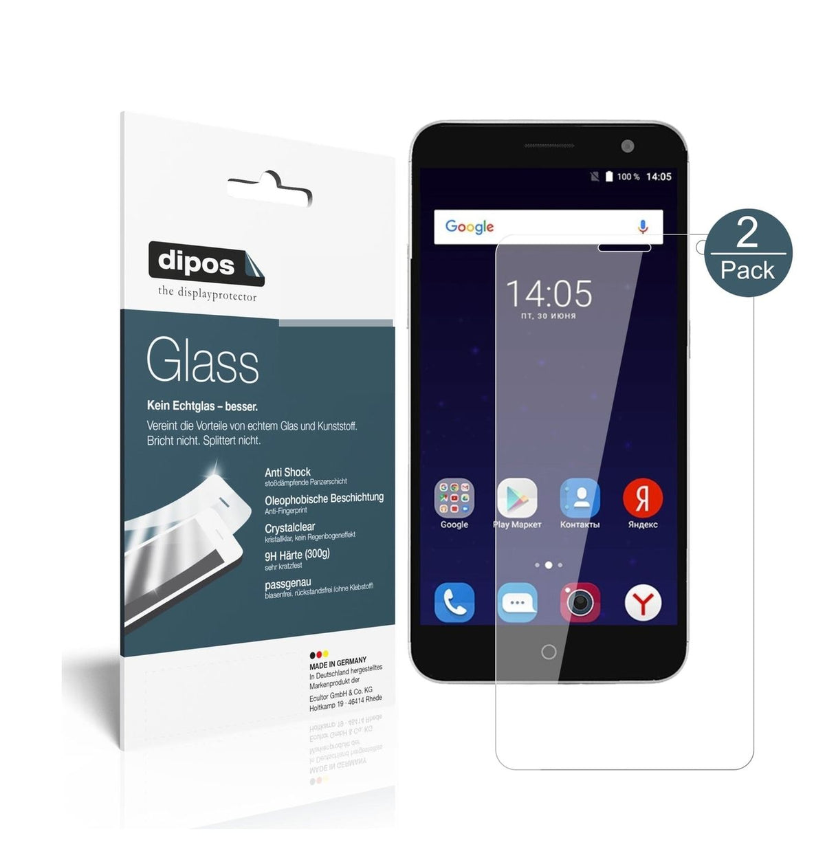 1x 9H Schutzfolie für ZTE Blade V7 Plus Panzerfolie