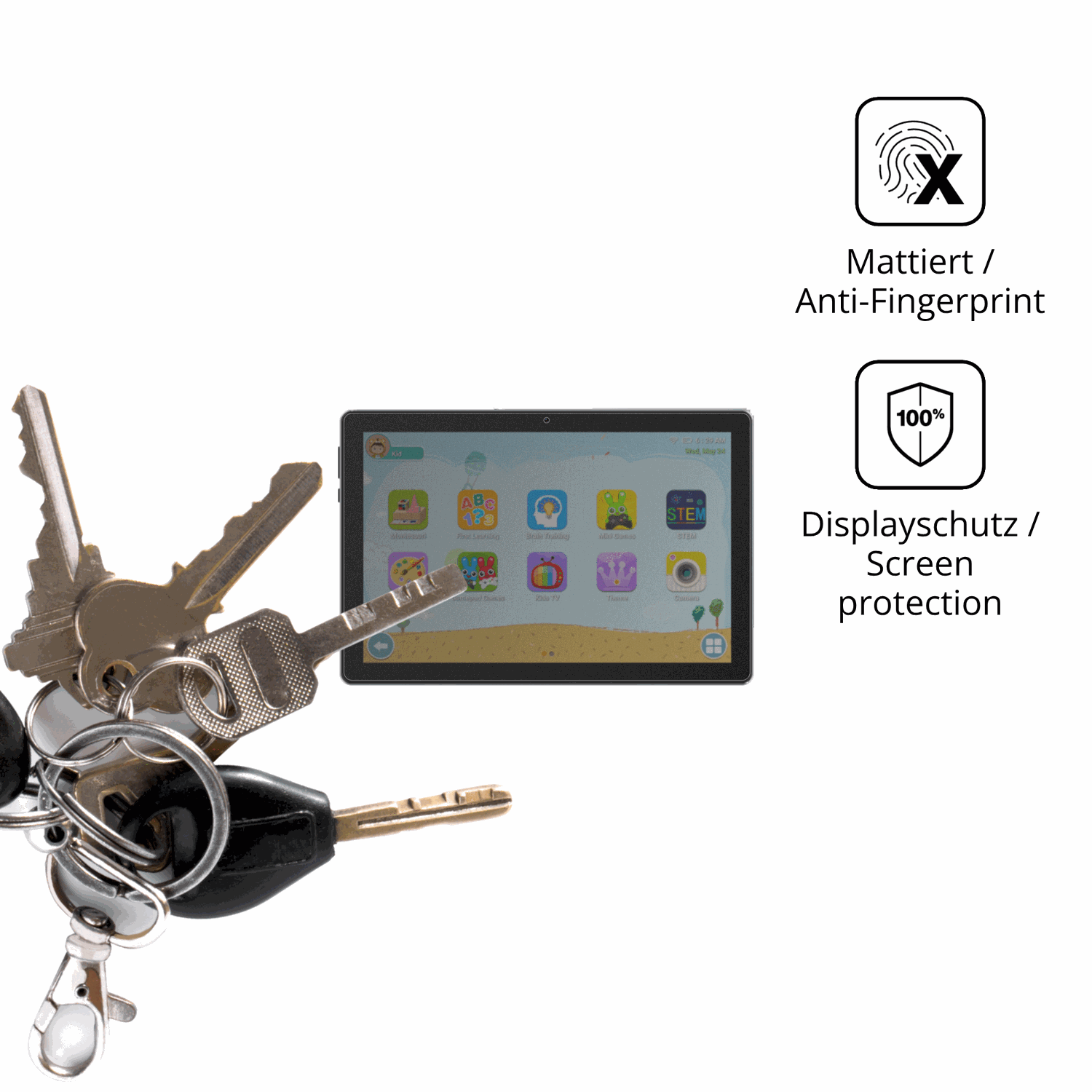 dipos Displayschutz für Sky Devices Kids Pro 1, mattierte Oberfläche, Blickschutzfilter und perfekter Passform