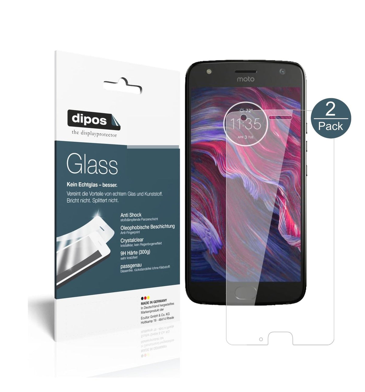 1x 9H Schutzfolie für Lenovo Motorola Moto X4 Panzerfolie