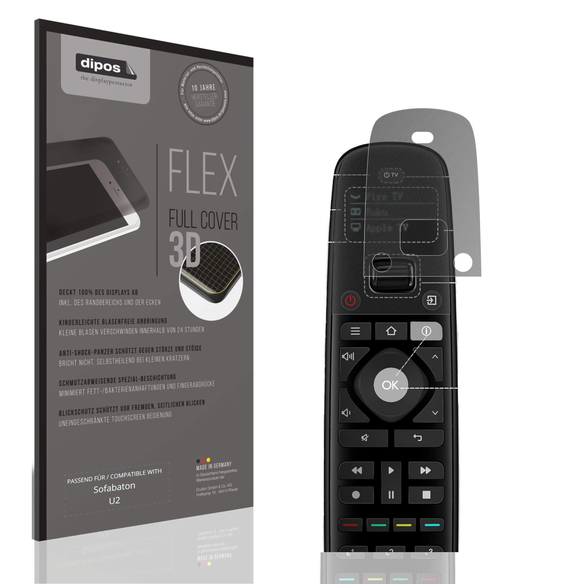 Blickschutzfolie von dipos passend für Sofabaton U2, 100% Displayabdeckung und blasenfreie Montage