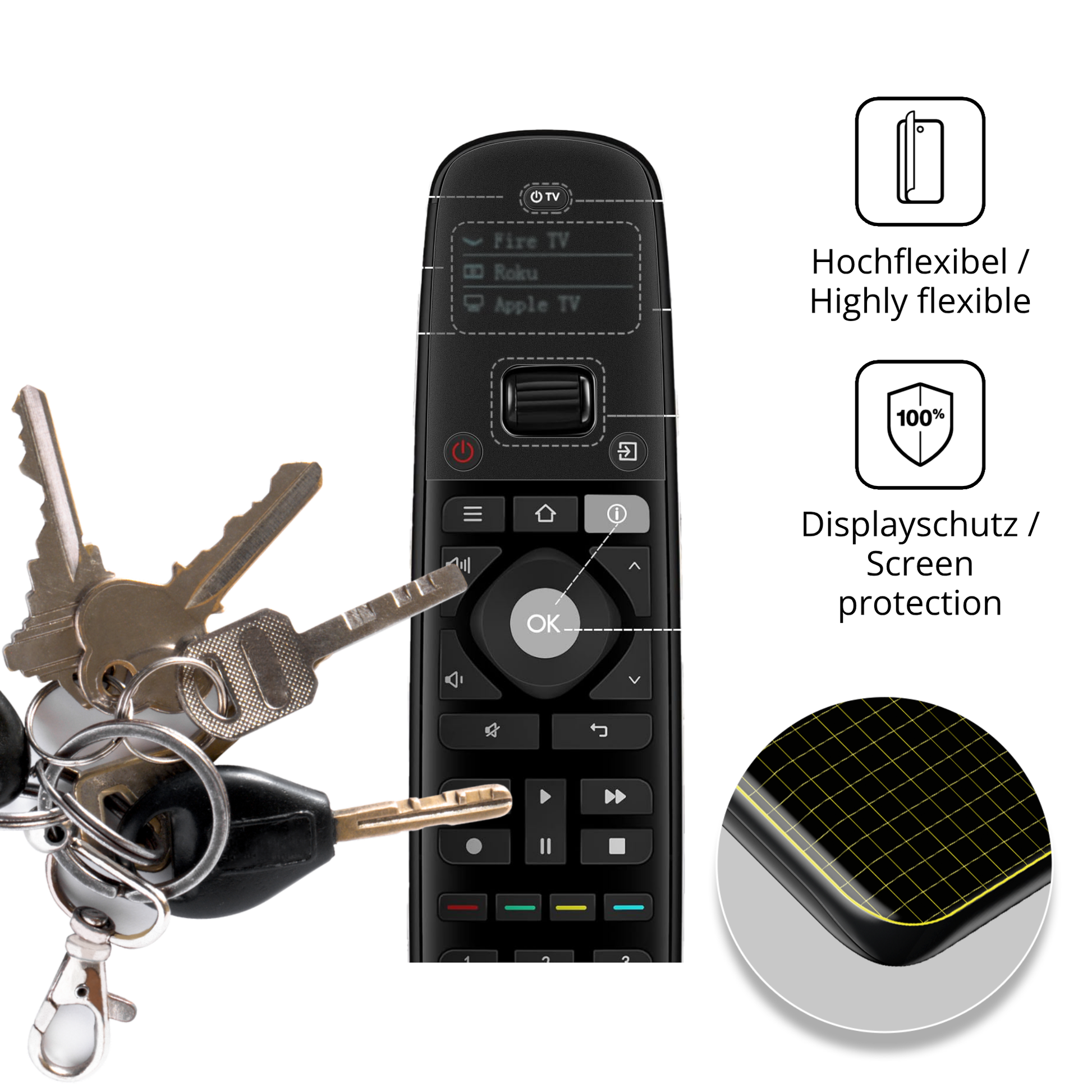 dipos Displayschutz für Sofabaton U2, mit Blickschutzfilter und perfekter Passform auch für die Rundungen
