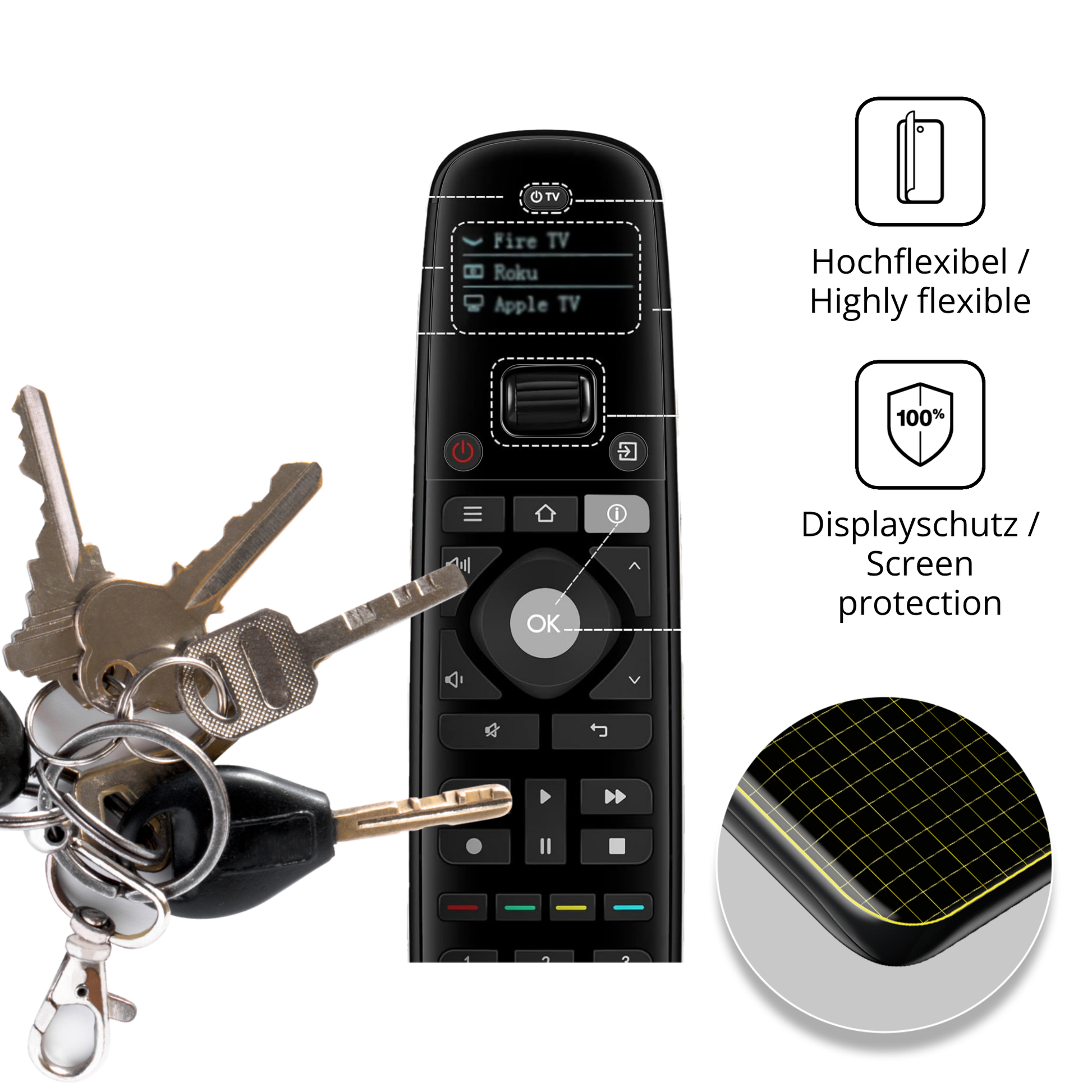 dipos Displayschutz für Sofabaton U2, transparente Oberfläche, geringe Dicke und perfekte Passform