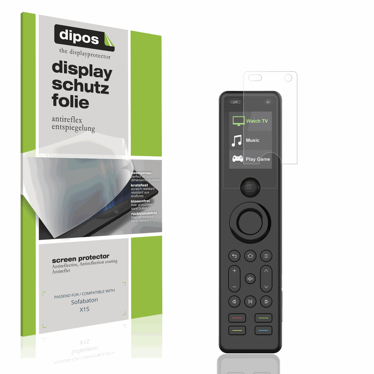 Matte Displayschutzfolie von dipos passend für Sofabaton X1S, präziser Zuschnitt und blasenfrei montiert