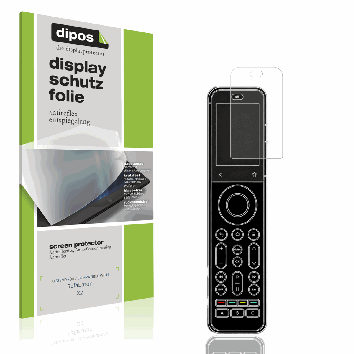 Matte Displayschutzfolie von dipos passend für Sofabaton X2, präziser Zuschnitt und blasenfrei montiert