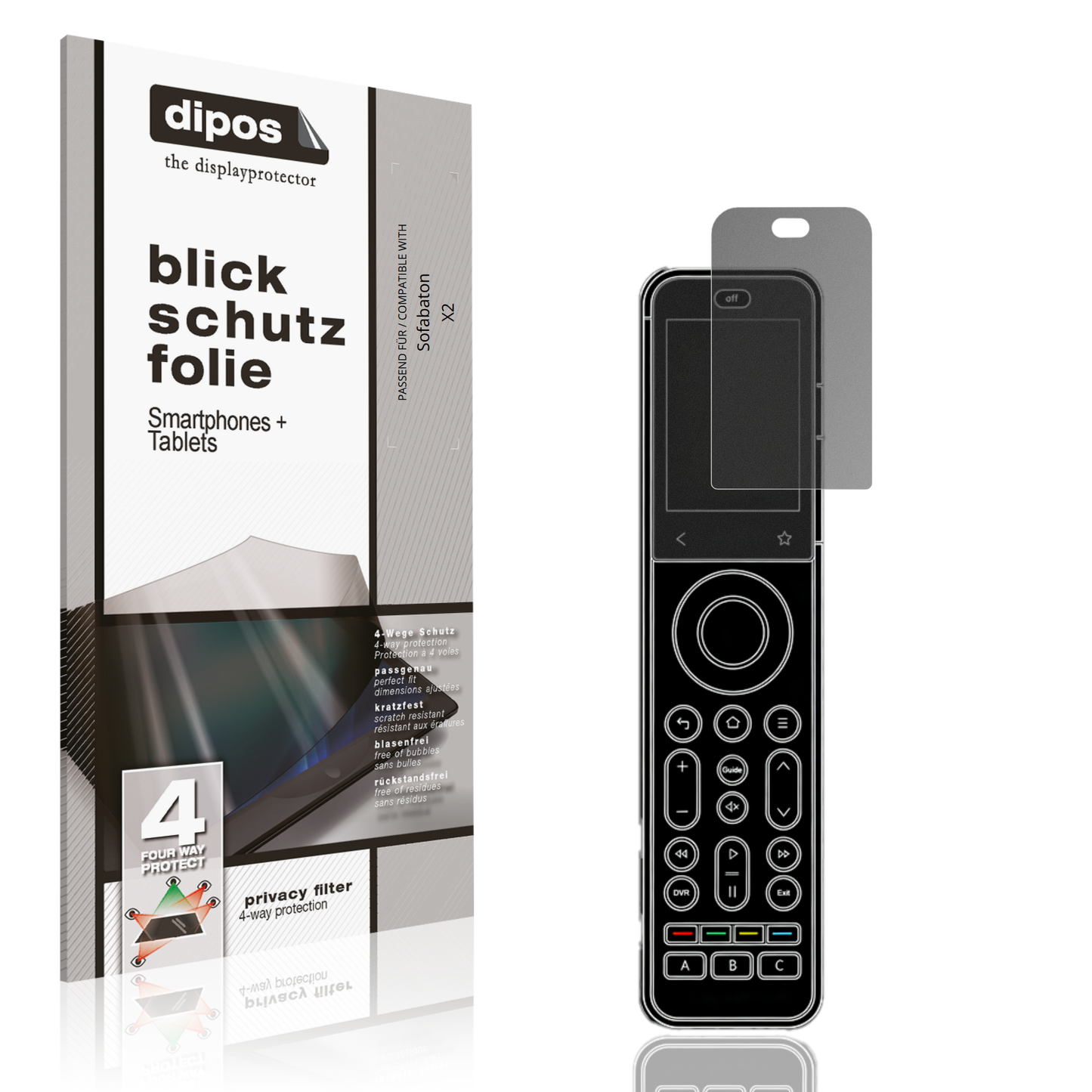 Blickschutzfolie von dipos passend für Sofabaton X2, präziser Zuschnitt und blasenfrei montiert