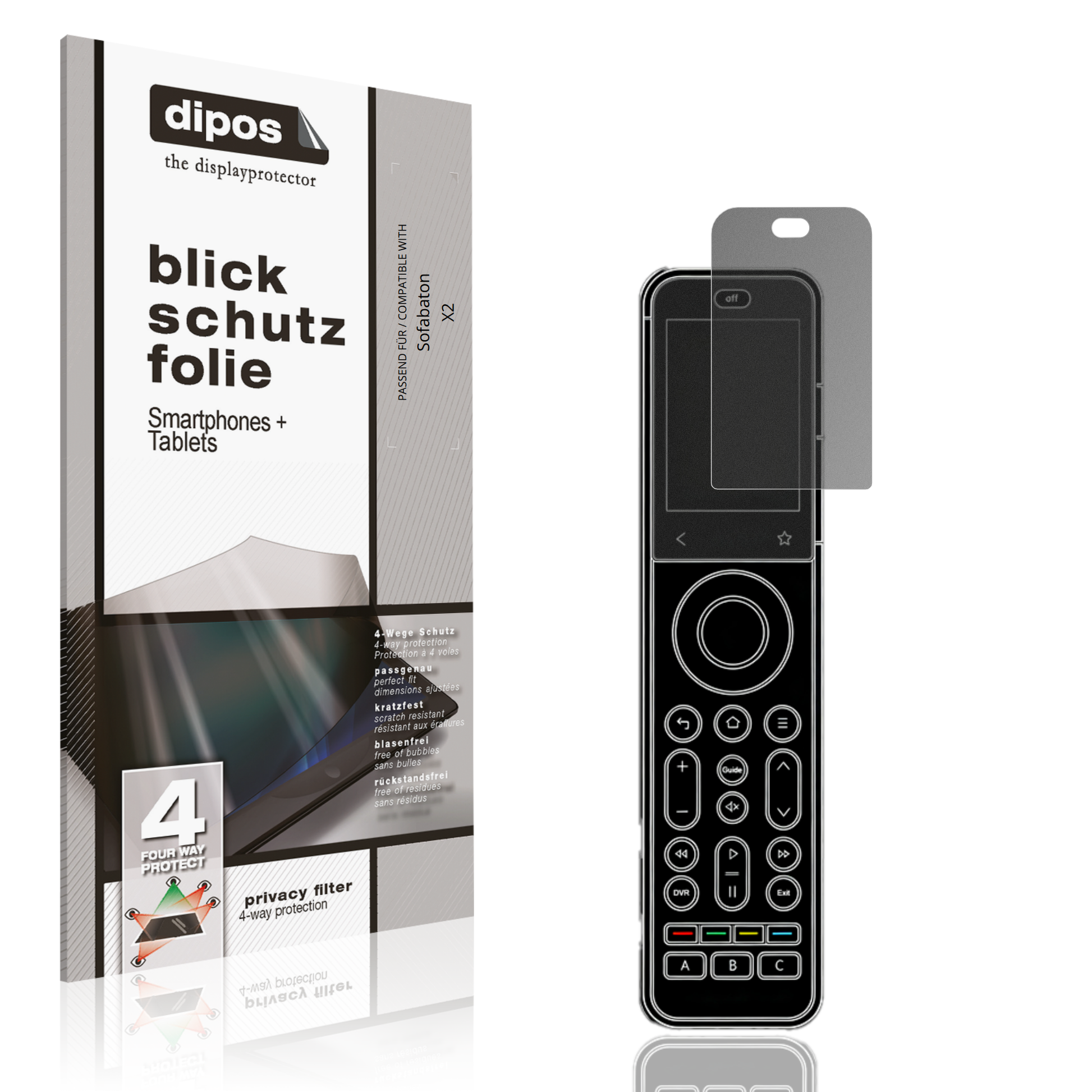 Blickschutzfolie von dipos passend für Sofabaton X2, präziser Zuschnitt und blasenfrei montiert