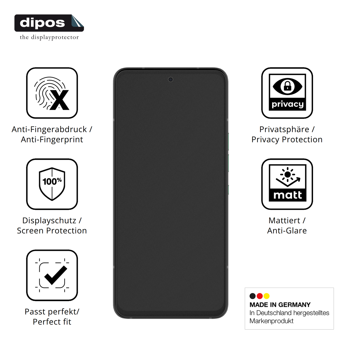 Privatsphäre-Schutz durch Sichtschutz-Folie passend zugeschnitten für Solana Saga Smartphone