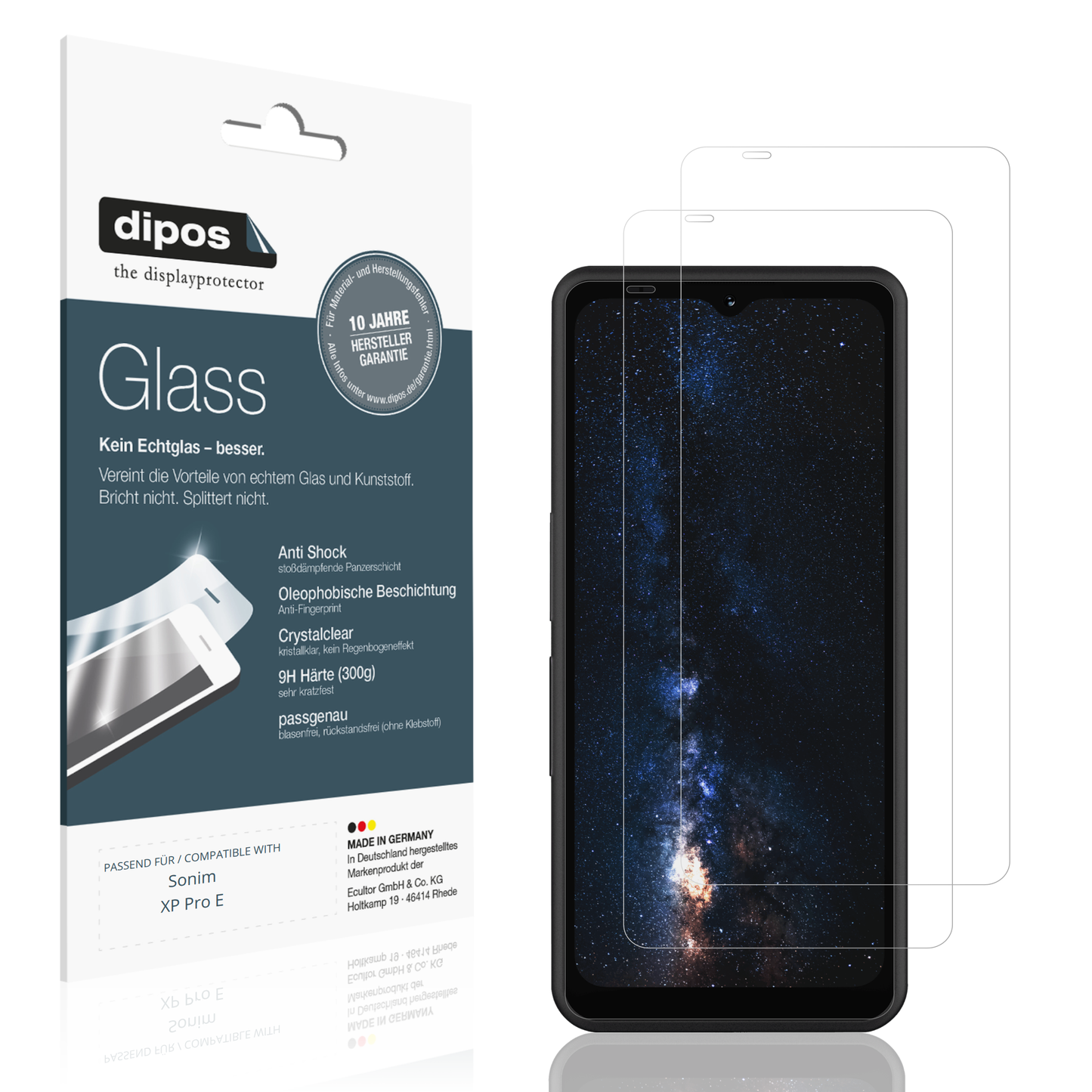 Klare Displayschutzfolie von dipos passend für Sonim XP Pro E, 9H kratzfest und blasenfrei montiert
