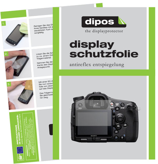 Matte Displayschutzfolie von dipos passend für Sony Alpha 77 V, präziser Zuschnitt und blasenfrei montiert