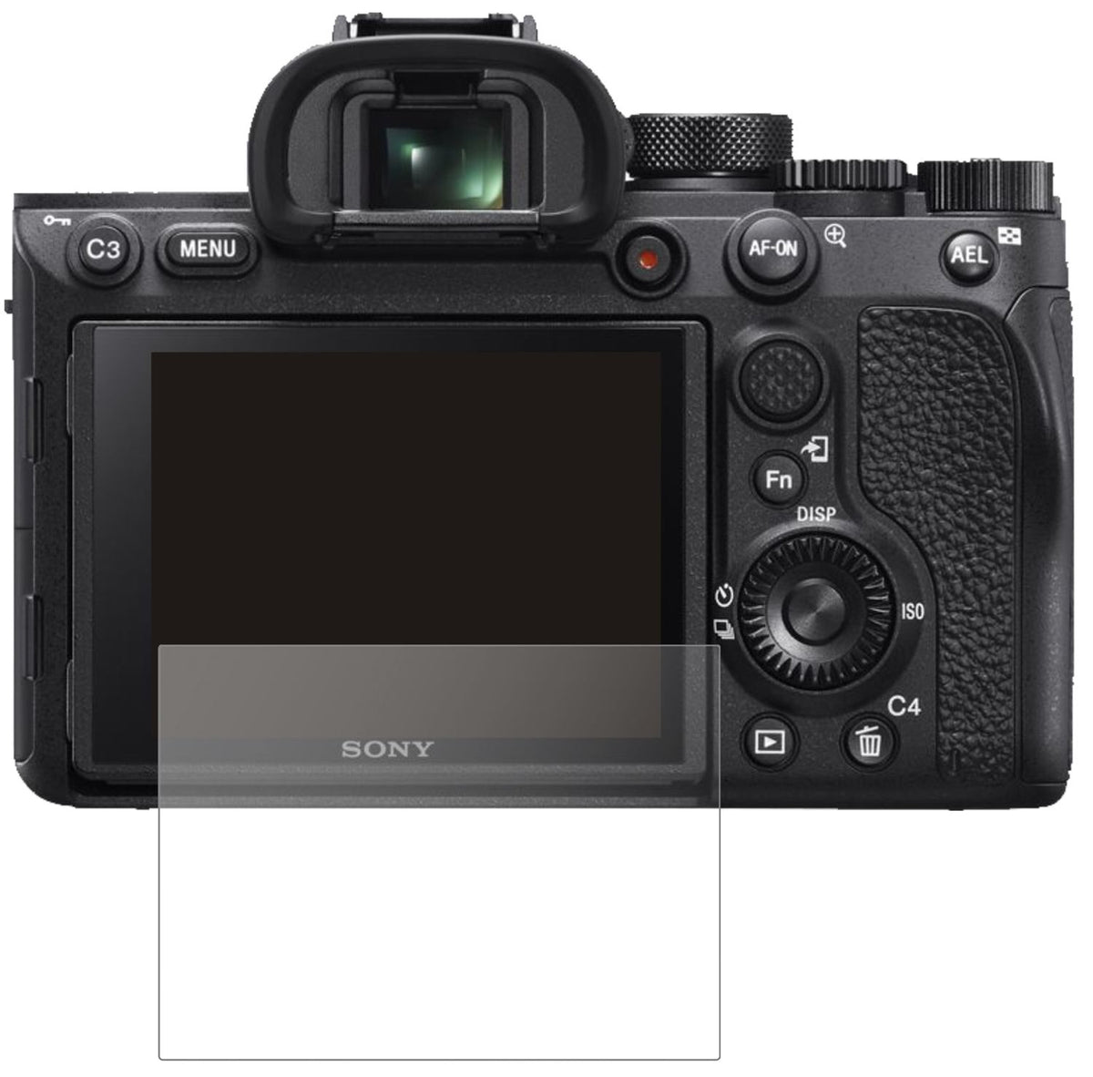 SonyAlpha 7 IV mit aufgebrachter dipos Panzerfolie, die lästige Fingerabdrücke minimiert