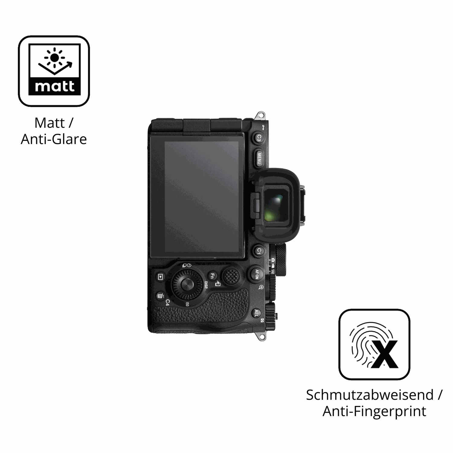 Dünne und entspiegelnde Folie passend zugeschnitten für Sony Alpha 7 V