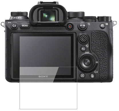 SonyAlpha 7 mit aufgebrachter dipos Flex Schutzfolie, glasklare Darstellung ohne Einschränkungen