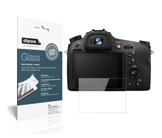 Klare Displayschutzfolie von dipos passend für Sony Cyber-Shot DSC-RX10, 9H kratzfest und blasenfrei montiert