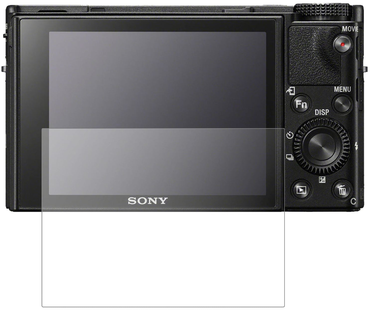 SonyCyber-Shot DSC-RX100 mit aufgebrachter dipos Panzerfolie, die lästige Fingerabdrücke minimiert