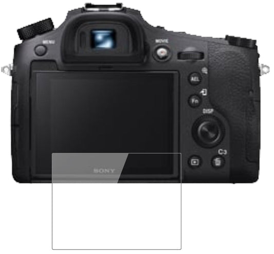 SonyCyber-Shot DSC-RX10 IV mit aufgebrachter dipos Flex Schutzfolie, glasklare Darstellung ohne Einschränkungen