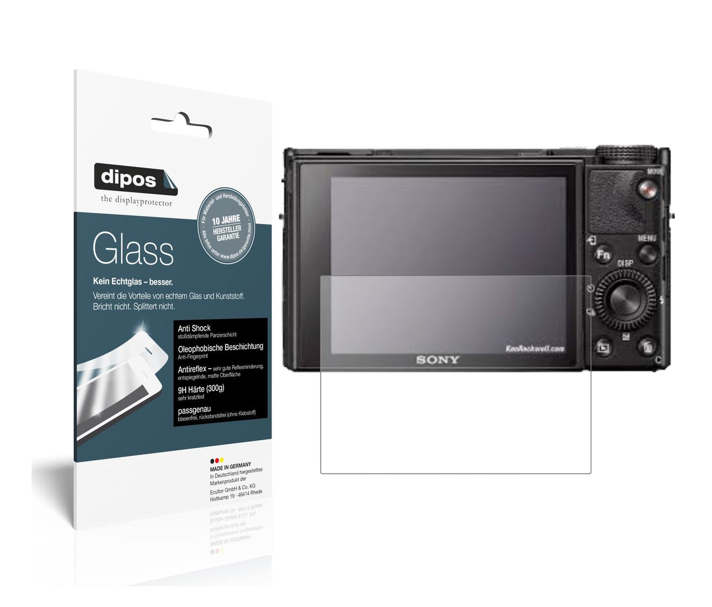 Matte Displayschutzfolie von dipos passend für Sony RX100 VII, 9H kratzfest und blasenfrei montiert