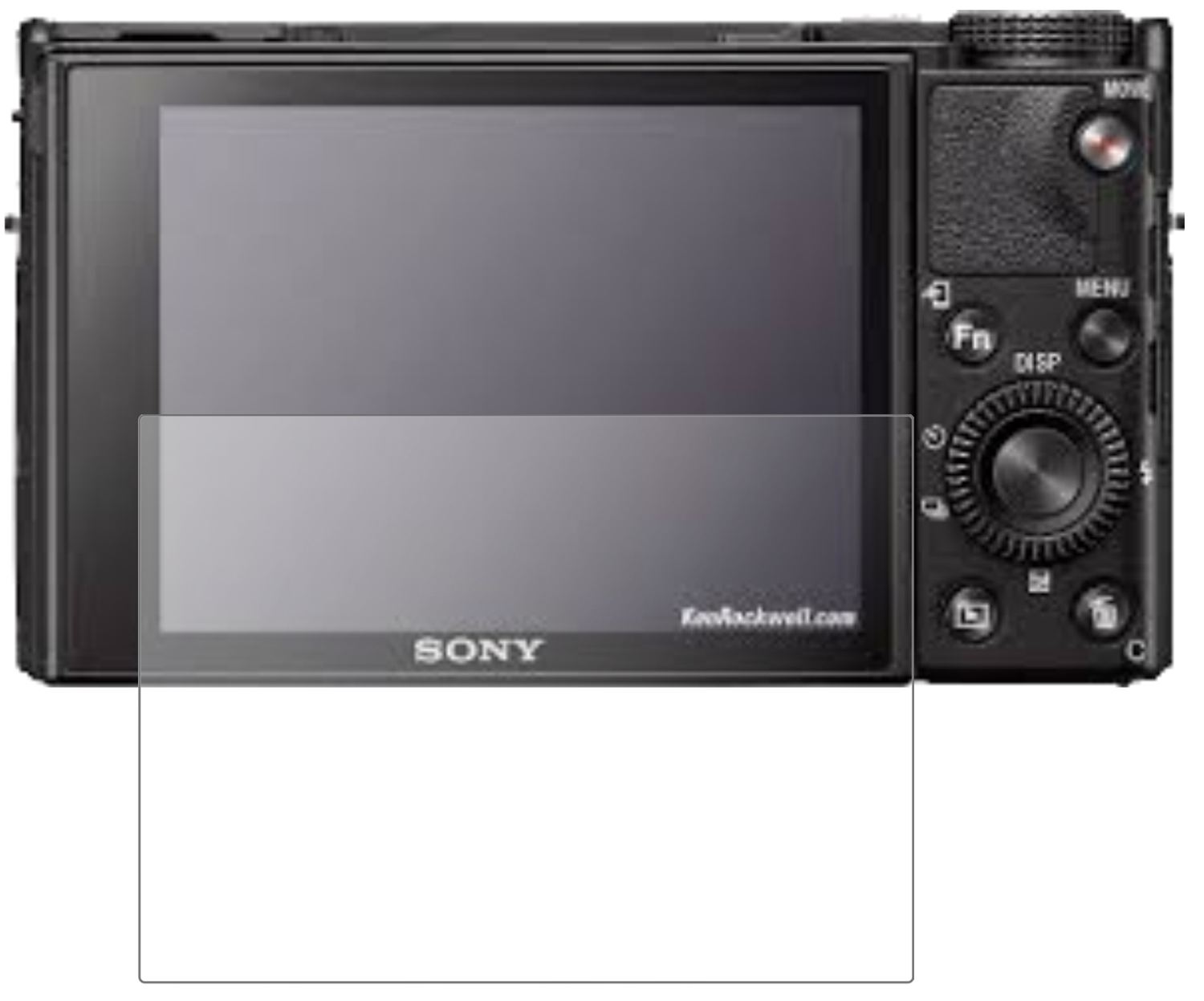 SonyRX100 VII mit aufgebrachter dipos Panzerfolie, die lästige Fingerabdrücke minimiert