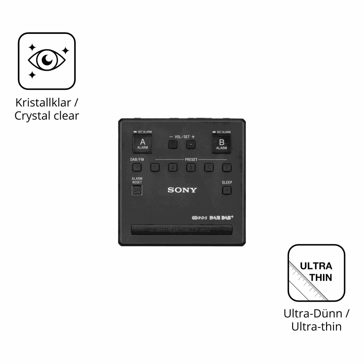2x Schutzfolie klar für Sony XDR-C1DBP Display-Schutzfolie