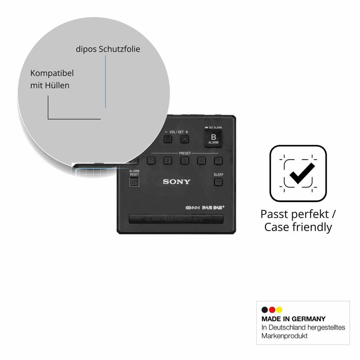 2x Schutzfolie klar für Sony XDR-C1DBP Display-Schutzfolie