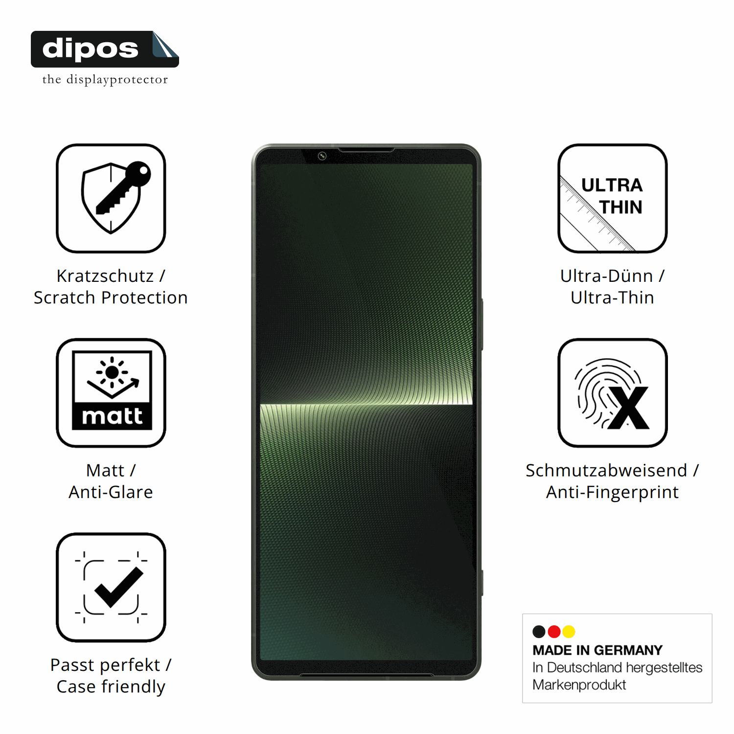Displayschutz hergestellt in Deutschland, höchste Qualität made in Germany