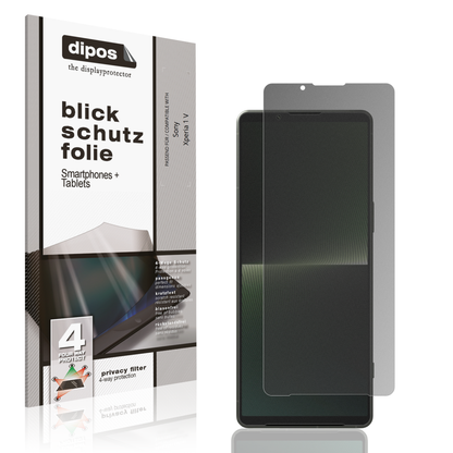 Blickschutzfolie von dipos passend für Sony Xperia 1 V, präziser Zuschnitt und blasenfrei montiert