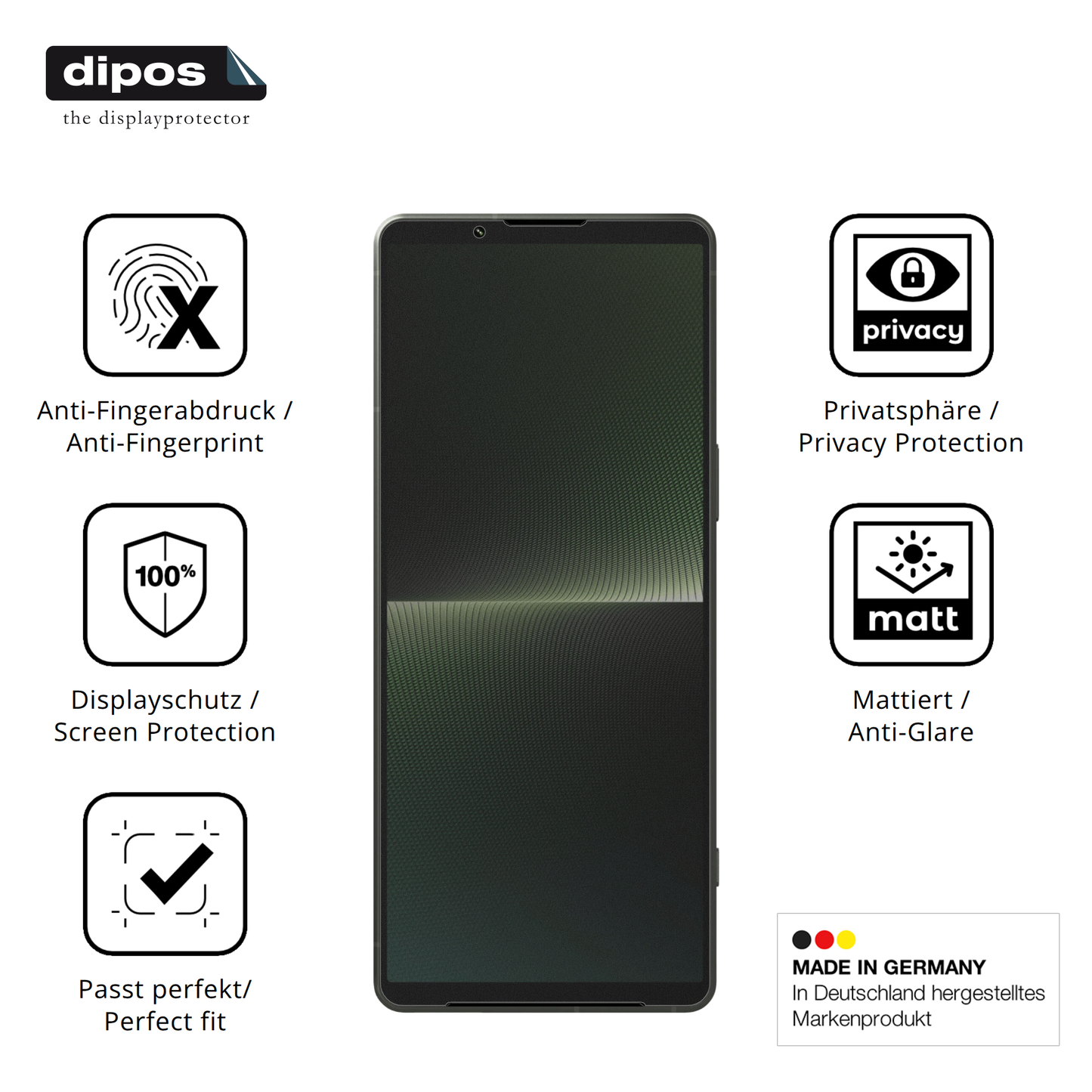 Privatsphäre-Schutz durch Sichtschutz-Folie passend zugeschnitten für Sony Xperia 1 V