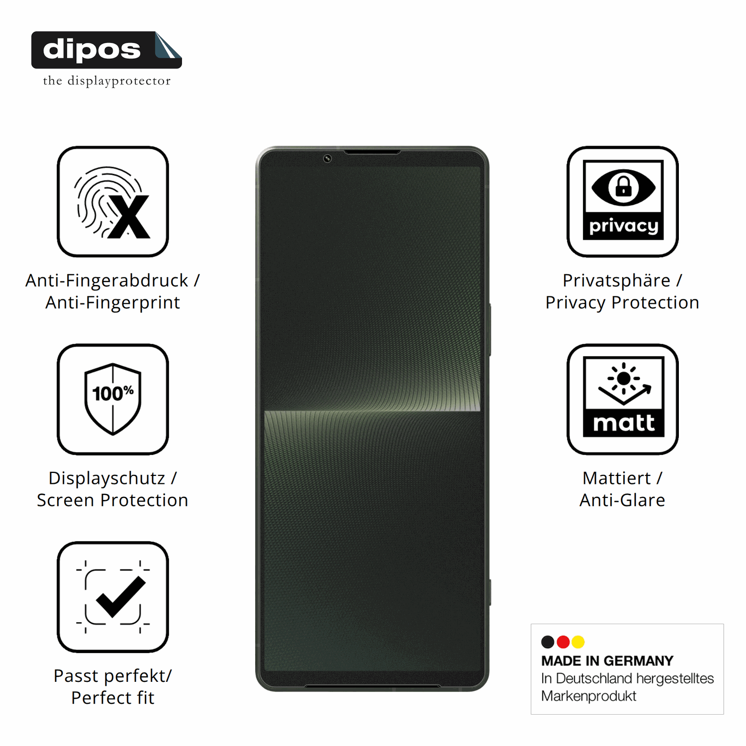 Privatsphäre-Schutz durch Sichtschutz-Folie passend zugeschnitten für Sony Xperia 1 V
