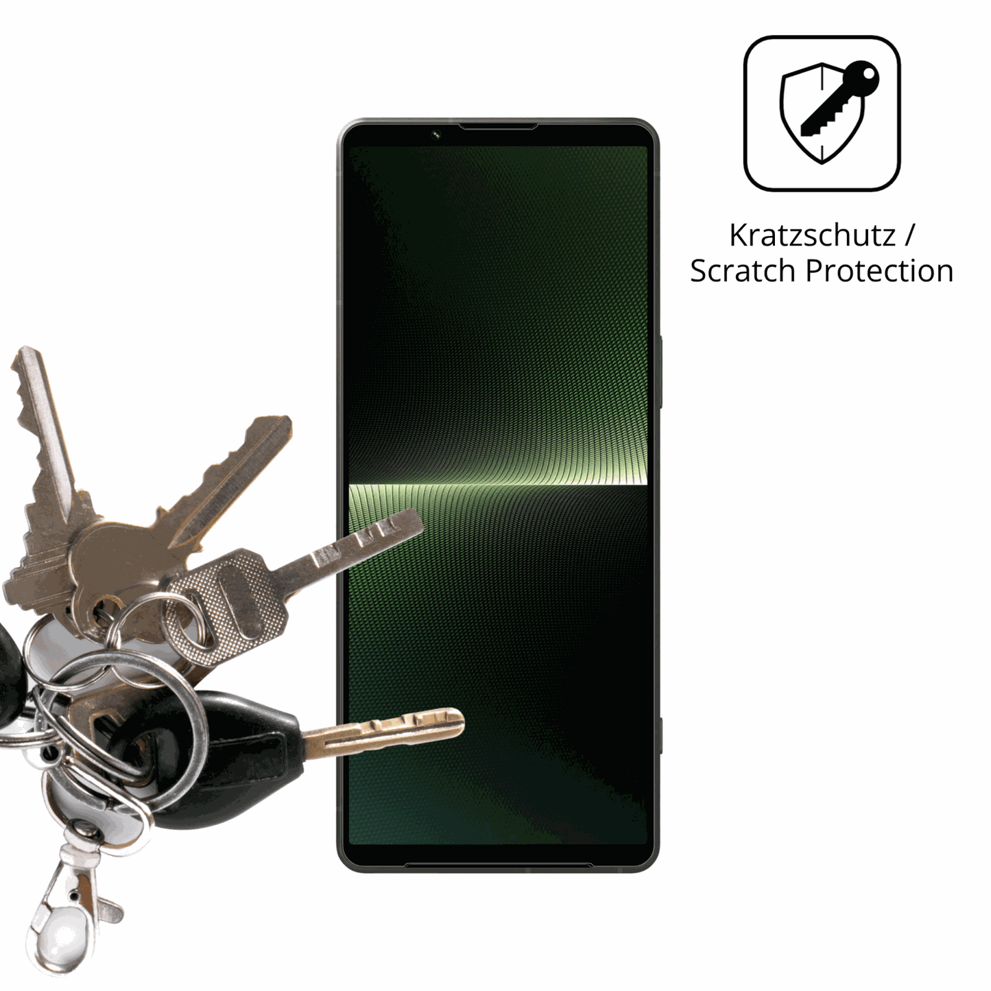 Schutz gegen Kratzer auf dem Sony Xperia 1 V Glas durch Schlüssel oder Ähnliches