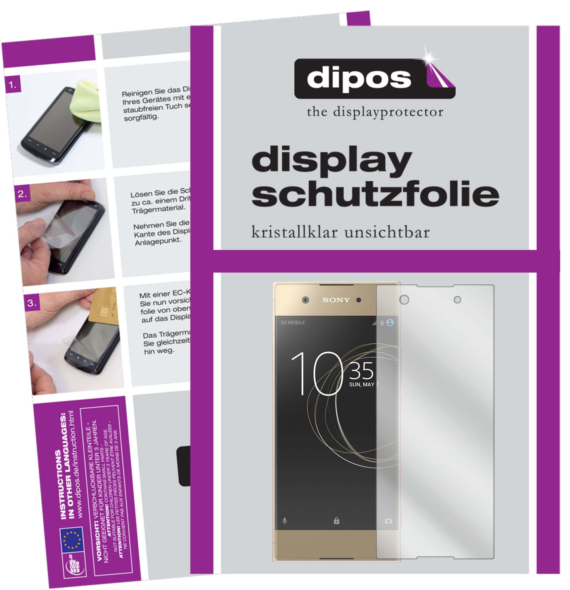 Kristallklare, dünne Schutzfolie: Kratzfest & passgenau für Sony-Xperia XA1