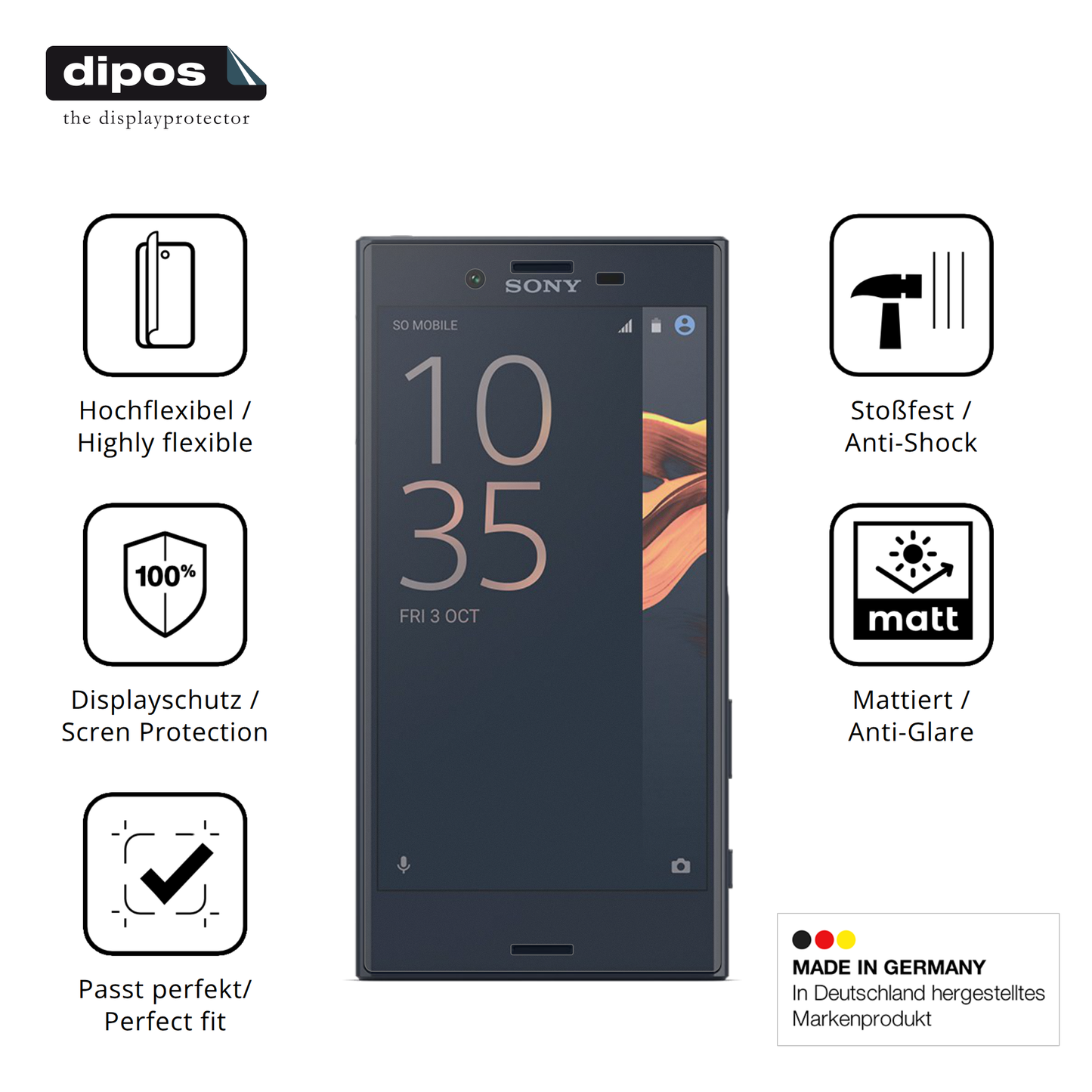 2x Full Cover Schutzfolie matt für Sony Xperia X Compact