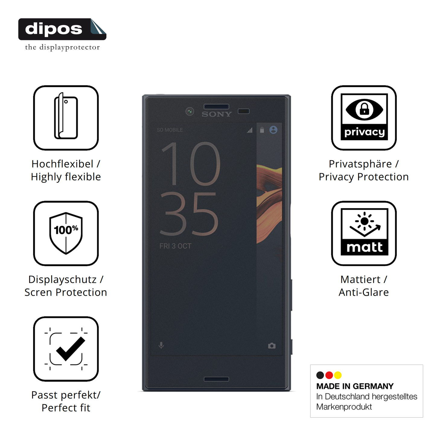 Full Cover Privacy Blickschutzfolie für Sony Xperia X Compact