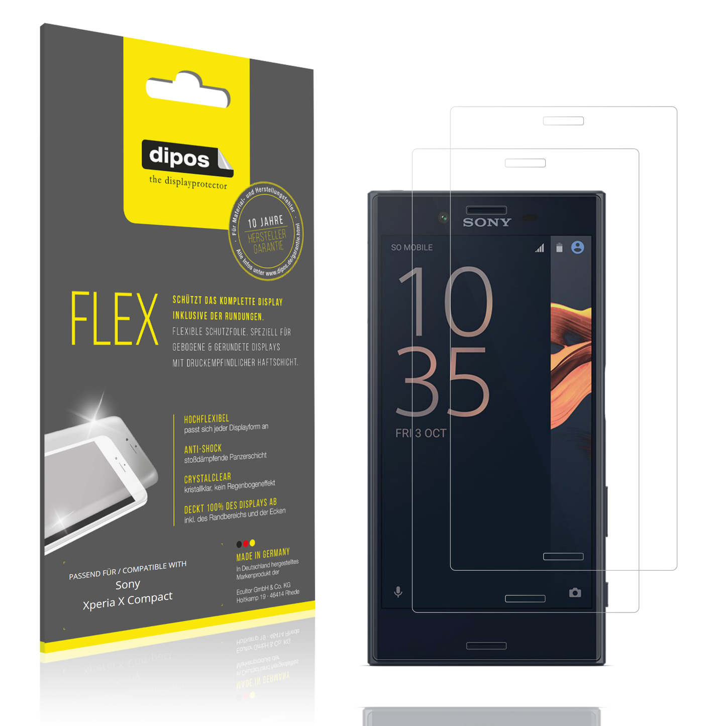 2x 3D Full Cover Schutzfolie für Sony Xperia X Compact