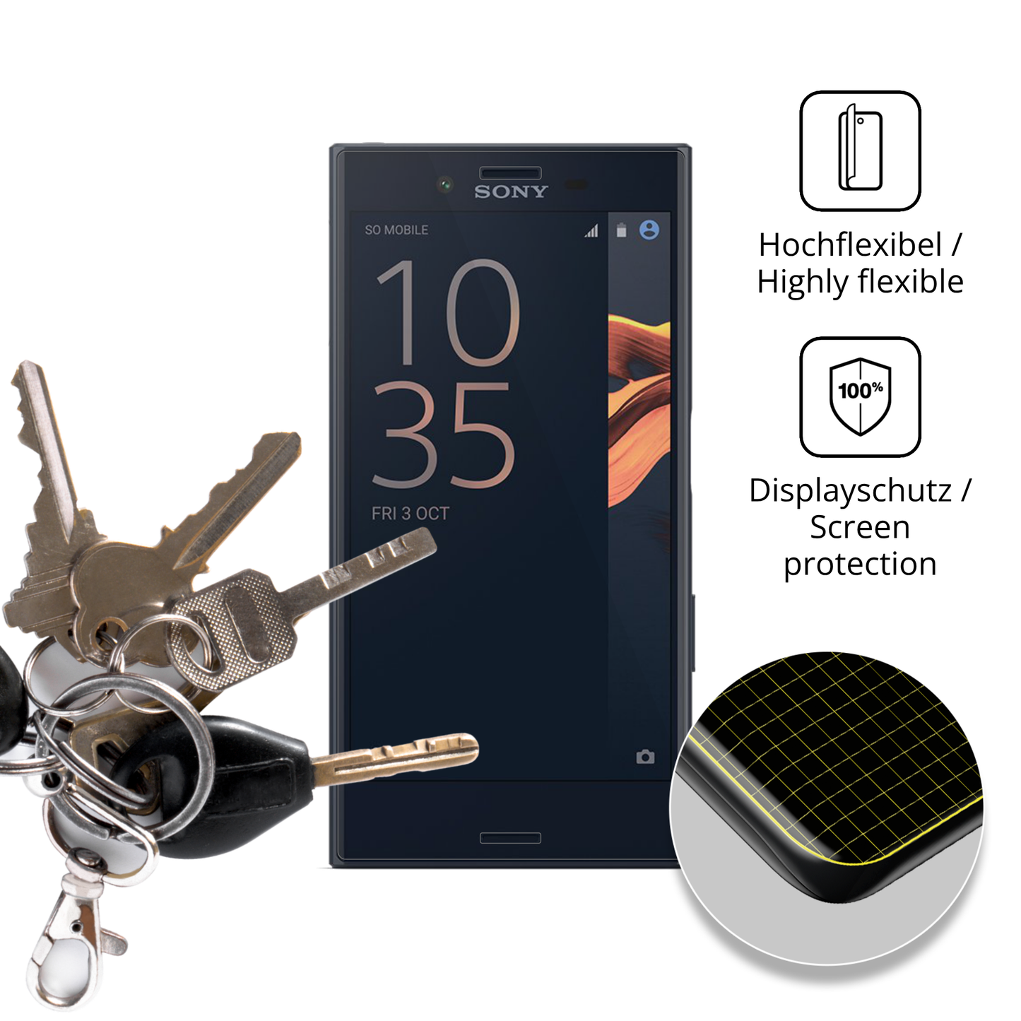2x 3D Full Cover Schutzfolie für Sony Xperia X Compact