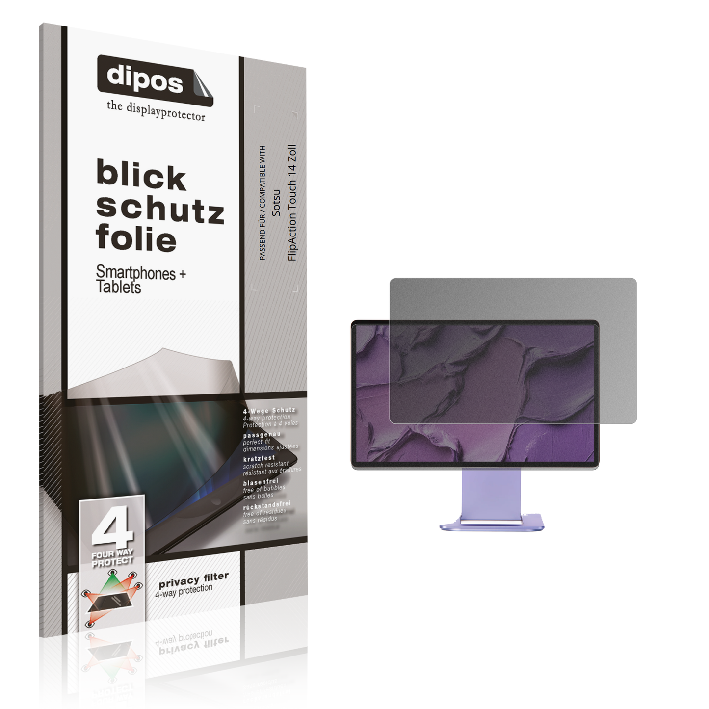 Blickschutzfolie für Sotsu FlipAction Touch 14 Zoll matt Schutzfolie Privacy