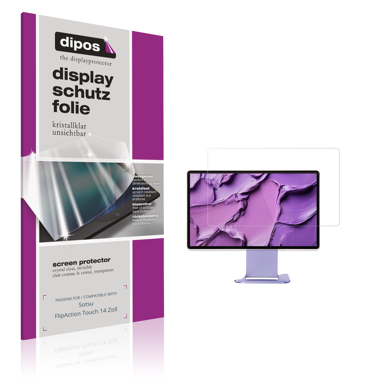 2x Schutzfolie klar für Sotsu FlipAction Touch 14 Zoll Display-Schutzfolie