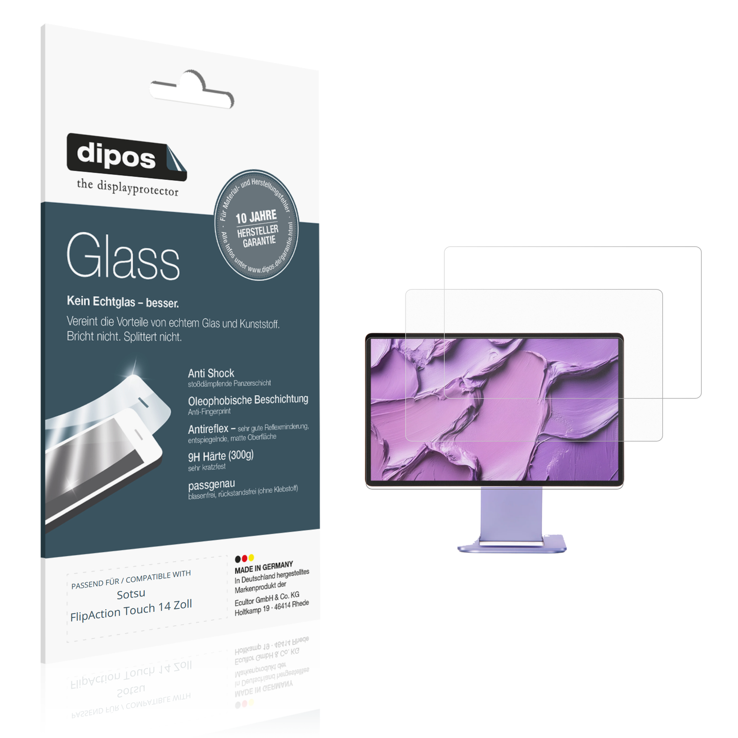 2x 9H Schutzfolie matt für Sotsu FlipAction Touch 14 Zoll Panzerfolie
