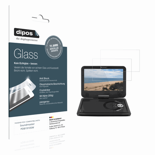 Klare Displayschutzfolie von dipos passend für Soundmaster PDB1910SW, 9H kratzfest und blasenfrei montiert