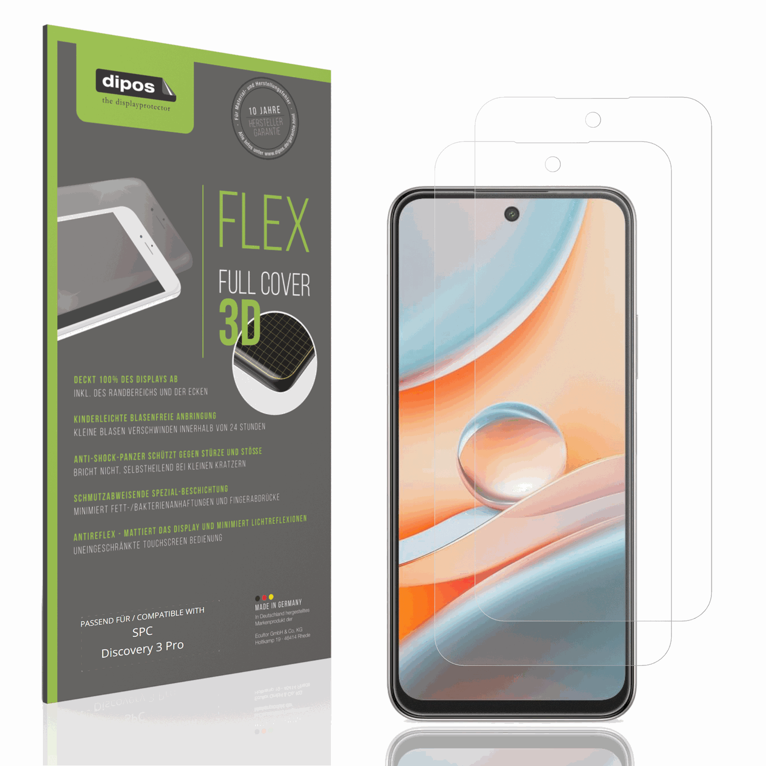 Matte Displayschutzfolie von dipos passend für SPC Discovery 3 Pro, 100% Displayabdeckung und blasenfreie Montage