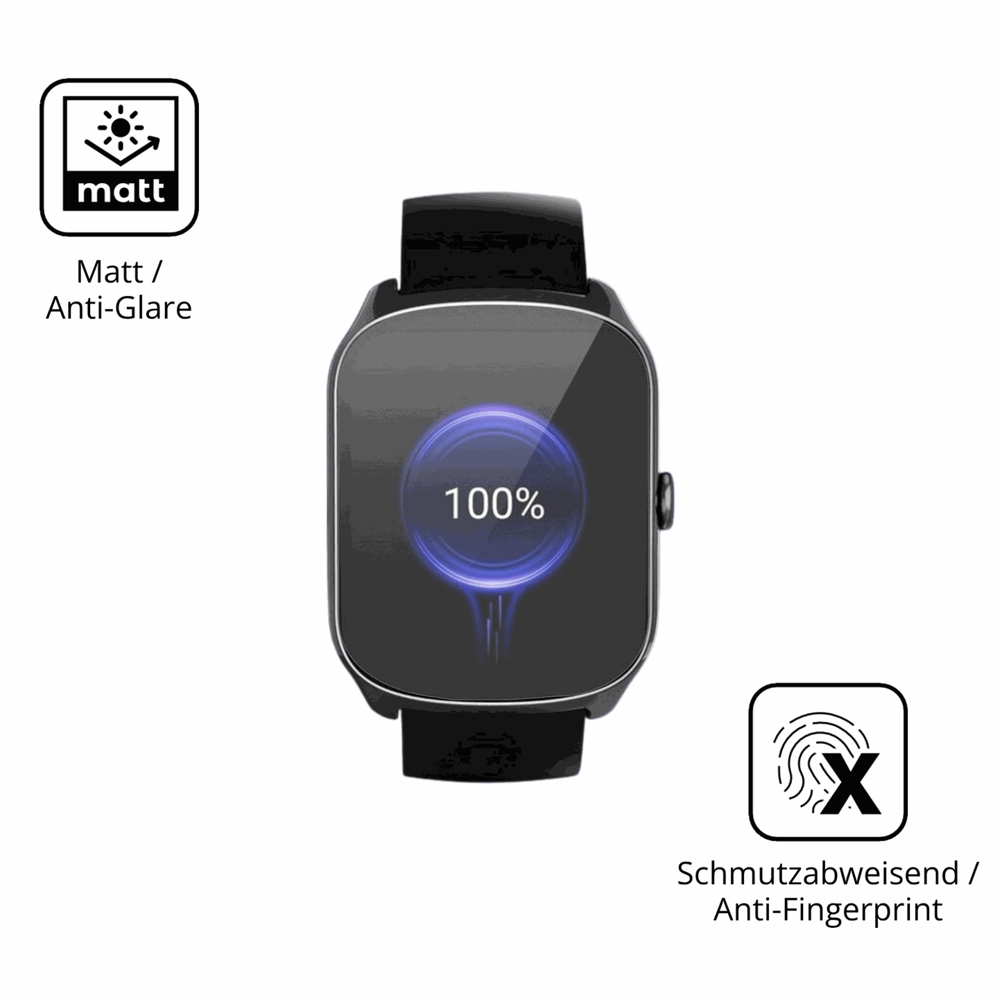 Dünne und entspiegelnde Folie passend zugeschnitten für steceis68 1.95 smartwatch