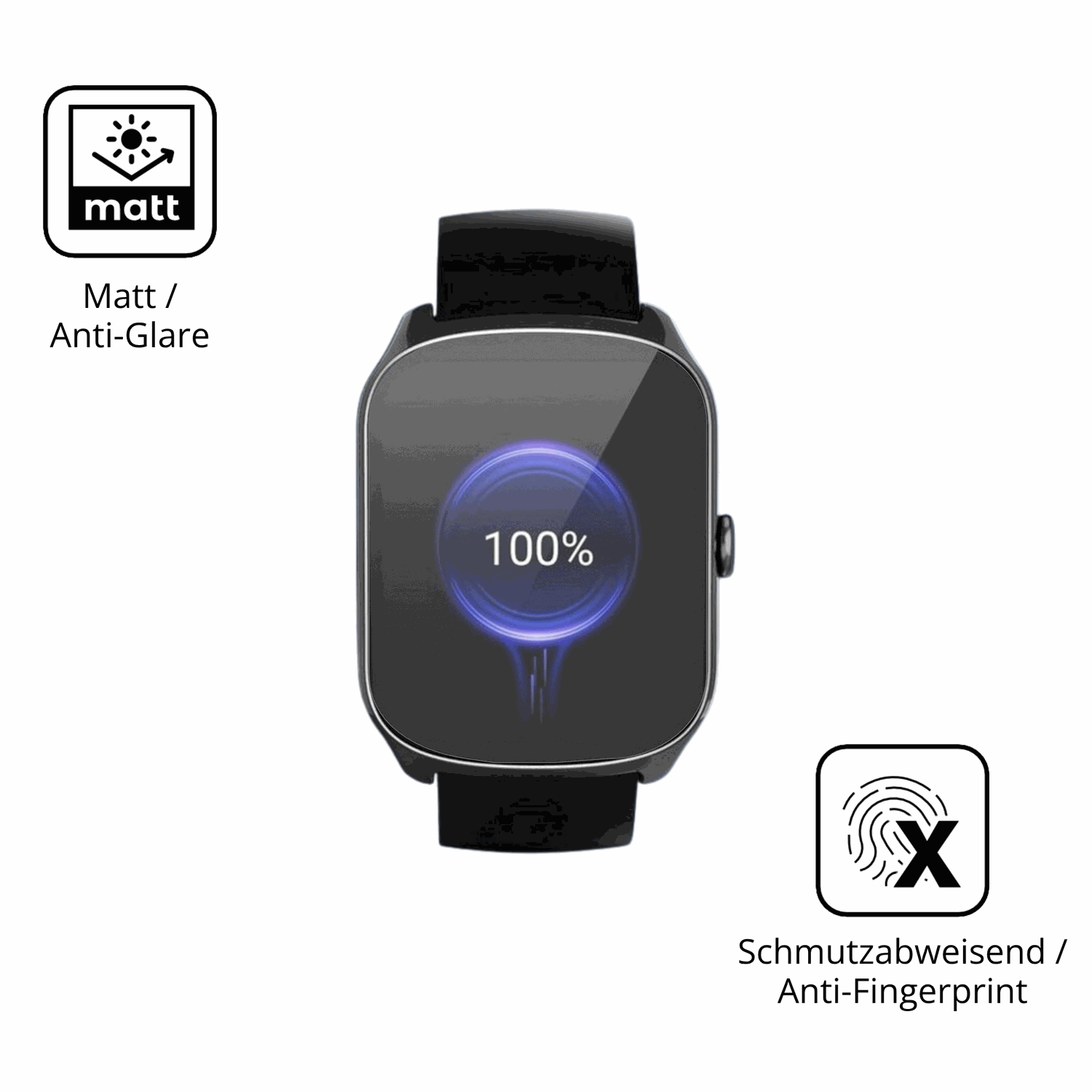 Dünne und entspiegelnde Folie passend zugeschnitten für steceis68 1.95 smartwatch