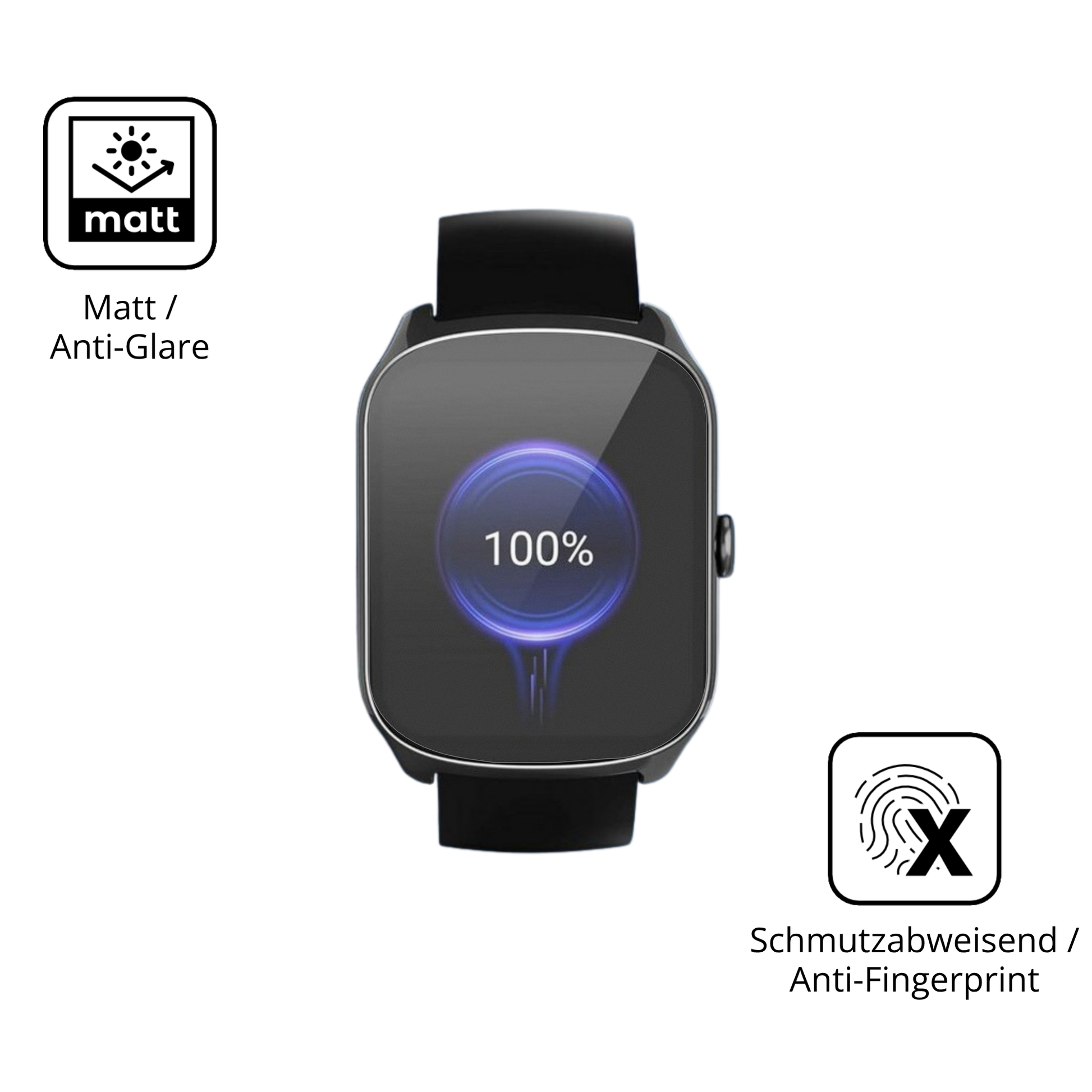 9H Hartbeschichtete, flexible Folie passend zugeschnitten für steceis68 1.95 smartwatch